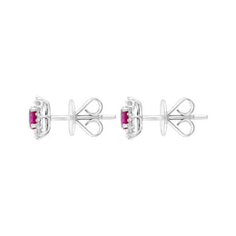 18ct White Gold Ruby Diamond Cluster Star Stud Earrings