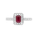 18ct White Gold Ruby Diamond Emerald Cut Shoulder Set Cluster Ring, FEU-1225_2