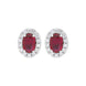 18ct White Gold Ruby Diamond Oval Cluster Stud Earrings FEU-2825