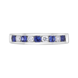 18ct White Gold Sapphire Diamond Channel Set Eternity Ring