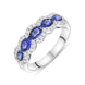 18ct White Gold Sapphire Diamond Cluster Oval Cut Eternity Ring FEU-2743
