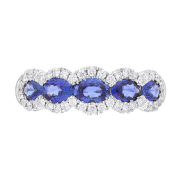 18ct White Gold Sapphire Diamond Cluster Oval Cut Eternity Ring