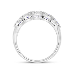 18ct White Gold Sapphire Diamond Cluster Oval Cut Eternity Ring