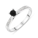 18ct White Gold Whitby Jet Diamond Centre Stone Ring, R1189