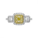 18ct White Gold Yellow and White Diamond Triple Cluster Ring