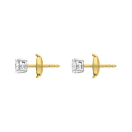 18ct White and Yellow Gold 1.03ct Diamond Solitaire Brilliant Cut Stud Earrings