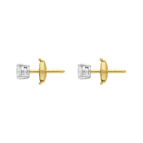 18ct White and Yellow Gold 1.03ct Diamond Solitaire Brilliant Cut Stud Earrings