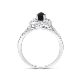 18ct White Gold Whitby Jet 0.39ct Diamond Knot  Ring