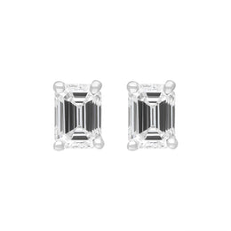 18ct Yellow and White Gold 0.64ct Diamond Emerald Cut Solitaire Stud Earrings FEU-2783