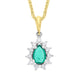 18ct Yellow and White Gold Emerald Diamond Cluster Pear Cut Pendant FEU-2842
