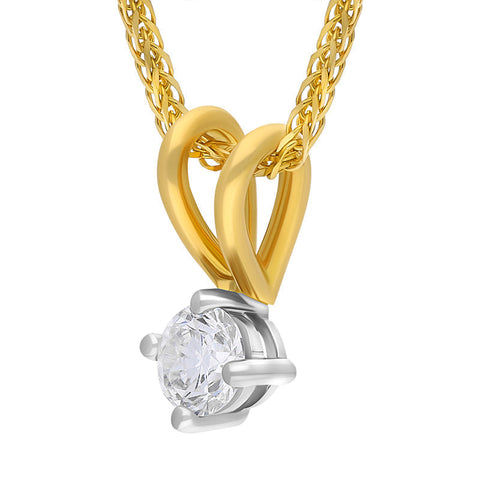 18ct Yellow Gold 0.20ct Diamond Brilliant Cut Solitaire Pendant Necklace