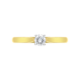 18ct Yellow Gold 0.20ct Diamond Round Brilliant Cut Solitaire Ring