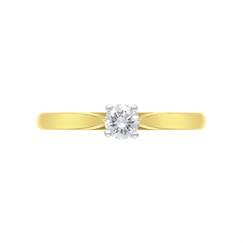 18ct Yellow Gold 0.20ct Diamond Round Brilliant Cut Solitaire Ring