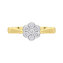 18ct Yellow Gold 0.23ct Diamond Cluster Ring
