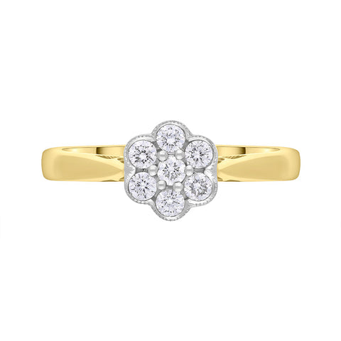18ct Yellow Gold 0.23ct Diamond Cluster Ring
