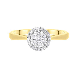 18ct Yellow Gold 0.24ct Diamond Round Cluster Ring