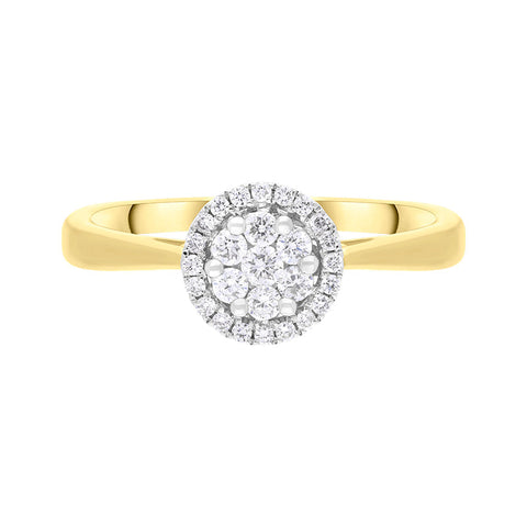 18ct Yellow Gold 0.24ct Diamond Round Cluster Ring