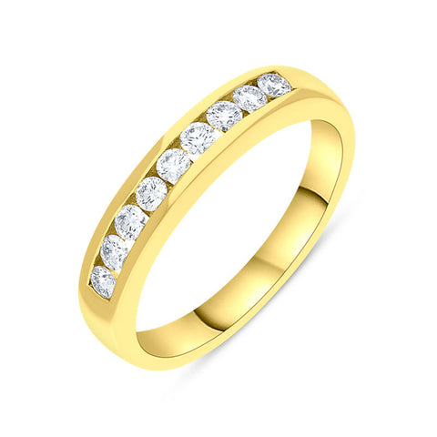 18ct Yellow Gold 0.30ct Diamond Channel Set Half Eternity Ring, FEU-865