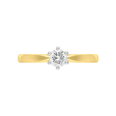 18ct Yellow Gold 0.33ct Diamond Round Brilliant Cut Solitaire Ring