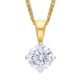18ct Yellow Gold 0.33ct Diamond Solitaire Pendant Necklace FEU-2882