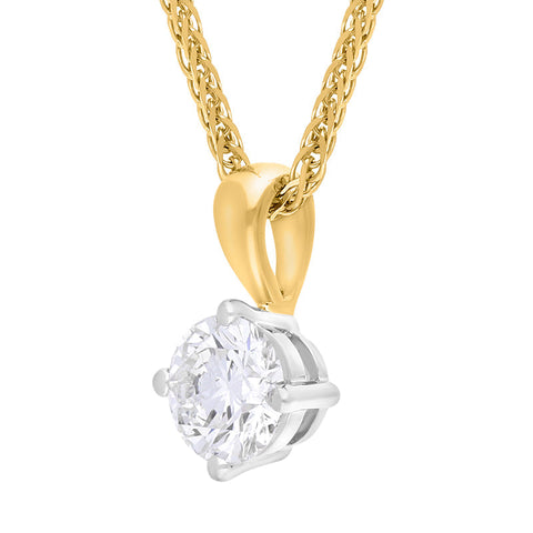 18ct Yellow Gold 0.33ct Diamond Solitaire Pendant Necklace