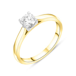 18ct Yellow Gold 0.40ct Diamond Round Brilliant Cut Solitaire Ring FEU-588
