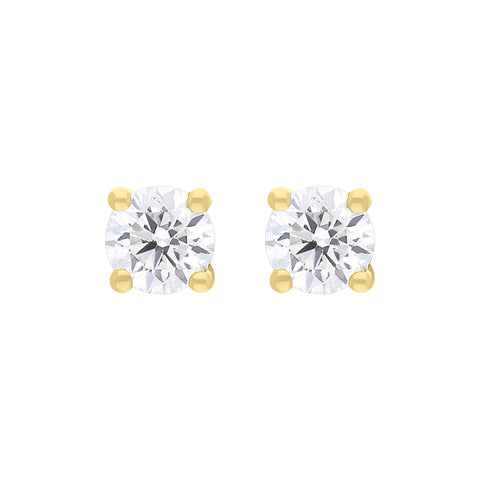 18ct Yellow Gold 0.40ct Diamond Solitaire Stud Earrings, FEU-1643.