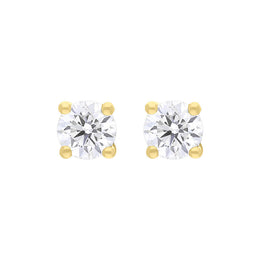 18ct Yellow Gold 0.40ct Diamond Solitaire Stud Earrings, FEU-1643.
