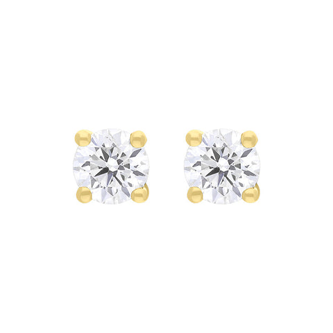 18ct Yellow Gold 0.40ct Diamond Solitaire Stud Earrings, FEU-1643.