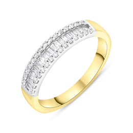 18ct Yellow Gold 0.42ct Diamond Mixed Cut Half Eternity Ring FEU-2796