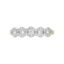 118ct Yellow Gold 0.43ct Diamond Half Eternity Cluster Ring, FEU-2570_2