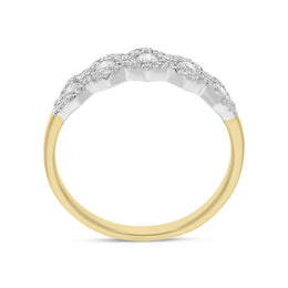 118ct Yellow Gold 0.43ct Diamond Half Eternity Cluster Ring, FEU-2570_3