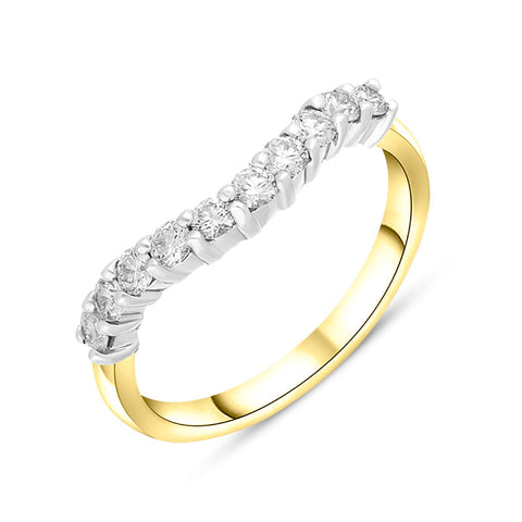 18ct Yellow Gold 0.43ct Diamond U Shape Half Eternity Ring, FEU-2657