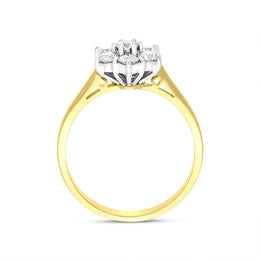 18ct Yellow Gold 0.44ct Diamond Flower Cluster Ring, FEU-1243._3