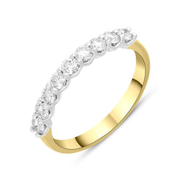 18ct Yellow Gold 0.50ct Diamond Nine Stone Half Eternity Ring, FEU-2653