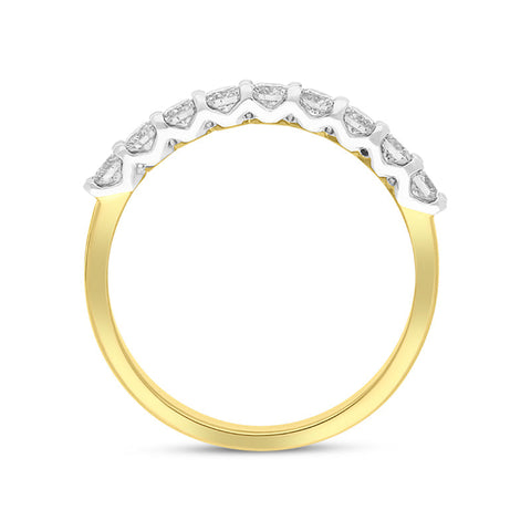18ct Yellow Gold 0.50ct Diamond Nine Stone Half Eternity Ring