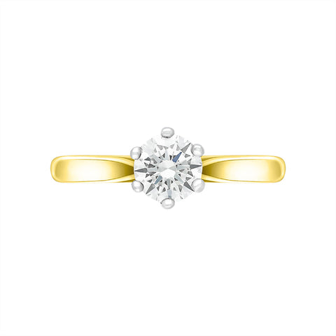 18ct Yellow Gold 0.50ct Diamond Round Brilliant Cut Solitaire Ring