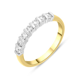 18ct Yellow Gold 0.50ct Diamond Seven Stone Half Eternity Ring, FEU-2654