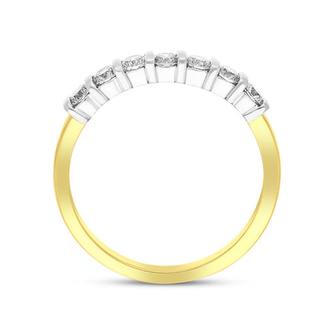18ct Yellow Gold 0.50ct Diamond Seven Stone Half Eternity Ring