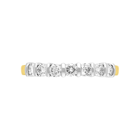 18ct Yellow Gold 0.50ct Diamond Seven Stone Half Eternity Ring