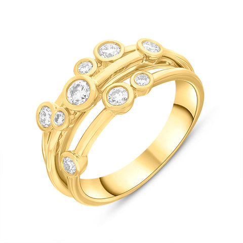 18ct Yellow Gold 0.54ct Diamond Three Row Bubble Ring FEU-2820