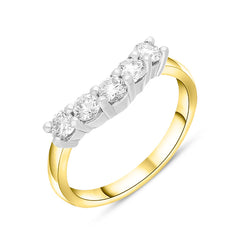 18ct Yellow Gold 0.55ct Diamond U Shape Half Eternity Ring, FEU-2656