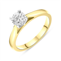 18ct Yellow Gold 0.70ct Diamond Round Brilliant Cut Solitaire Ring FEU-2393