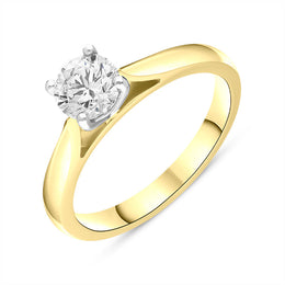 18ct Yellow Gold 0.70ct Diamond Round Brilliant Cut Solitaire Ring FEU-2393