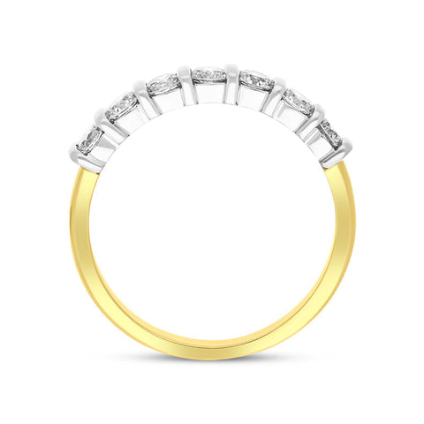 18ct Yellow Gold 0.82ct Diamond Seven Stone Half Eternity Ring