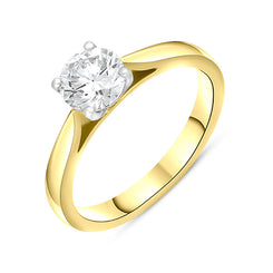 18ct Yellow Gold 0.90ct Diamond Round Brilliant Cut Solitaire Ring, FEU-2471.