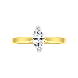 18ct Yellow Gold 0.42ct Diamond Marquise Cut Solitaire Ring