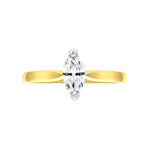 18ct Yellow Gold 0.42ct Diamond Marquise Cut Solitaire Ring