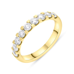 18ct Yellow Gold 1.00ct Diamond Half Eternity Ring FEU-2871