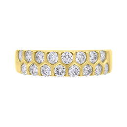 18ct Yellow Gold 1.00ct Diamond Two Row Half Eternity Ring FEU-2797